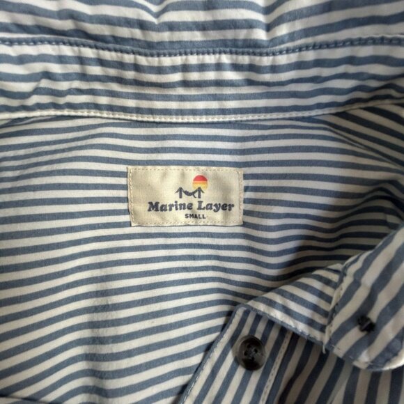 Marine Layer Womens Striped Button-Front Short Sleeve Shirt Dress Small Blue - Picture 3 of 9